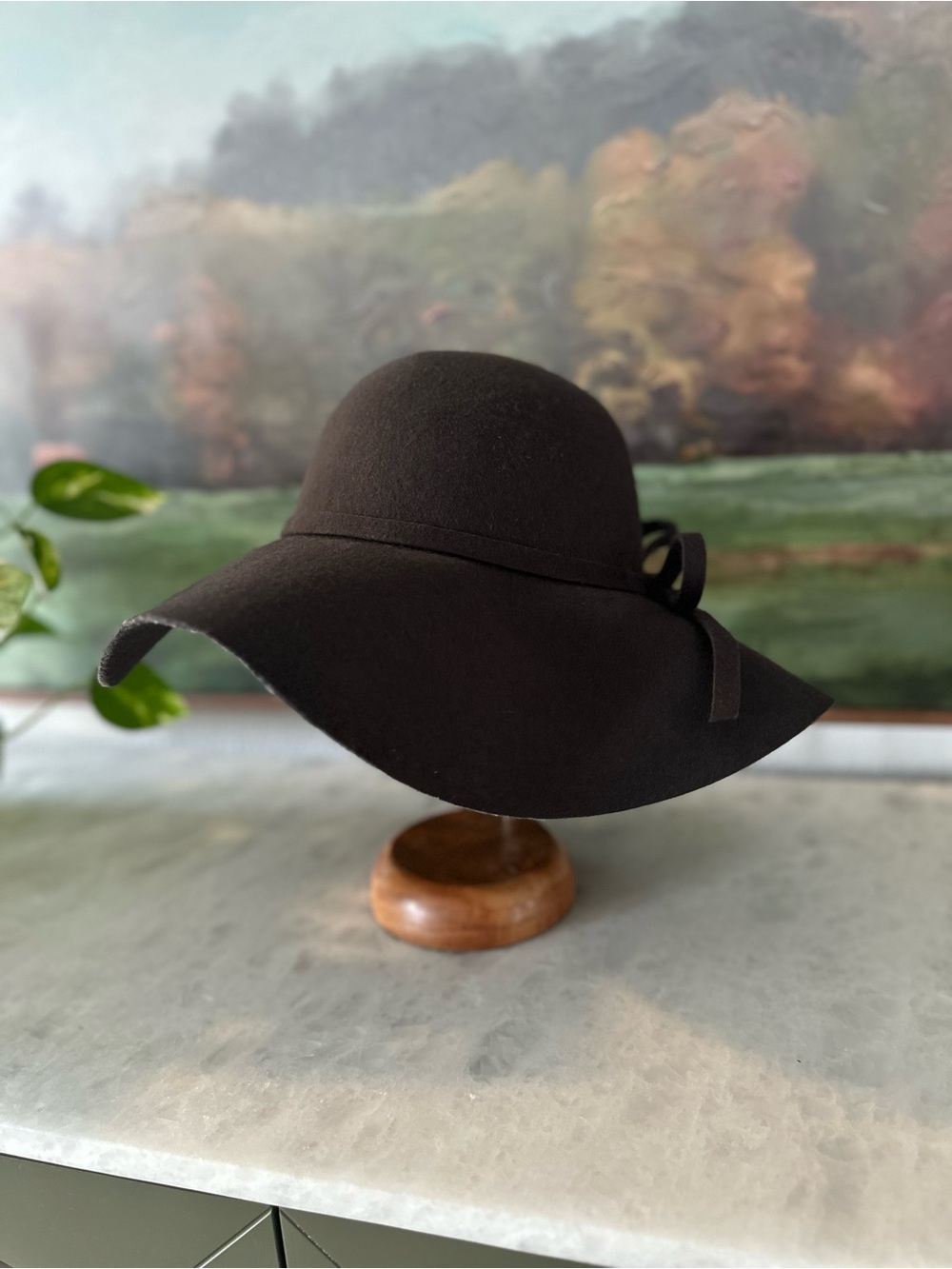 Women’s Wide-Brim Floppy Felt Hat - Brown